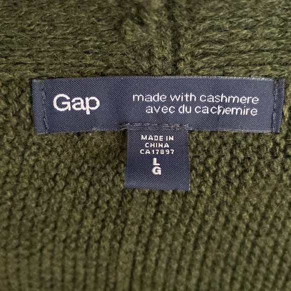 Olive Green GAP Asymmetrical Cardi/Wrap-With-Arms 85% Cotton 15% Cashmere Large - Picture 4 of 10